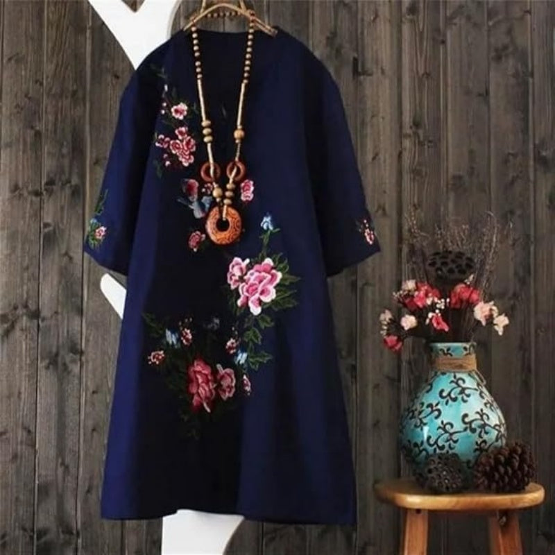 Haven – Rochie brodată florală cu decolteu V lejer