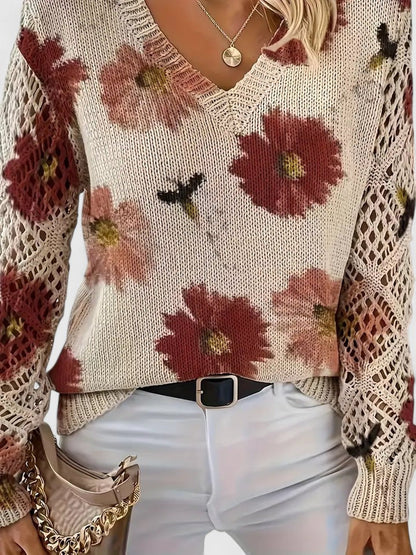 Melania | Pulover elegant cu model floral