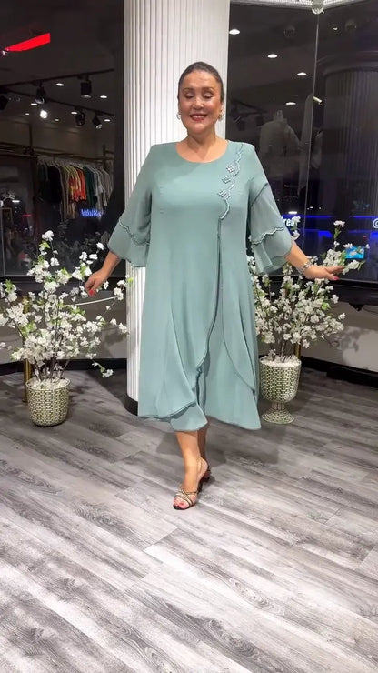 SAMARA – ROCHIE LARGĂ DIN CHIFFON DE CULOARE UNIFORMĂ PENTRU FEMEI