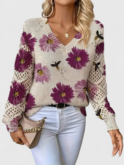 LIZA | Pulover elegant cu flori