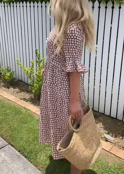 Rebecca - Rochie Midi Casual Chic cu Mâneci Volănașe