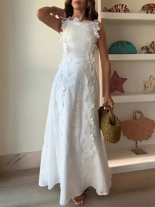 ELENA – ROCHIE MAXI BRODATĂ GARDEN WHISPER