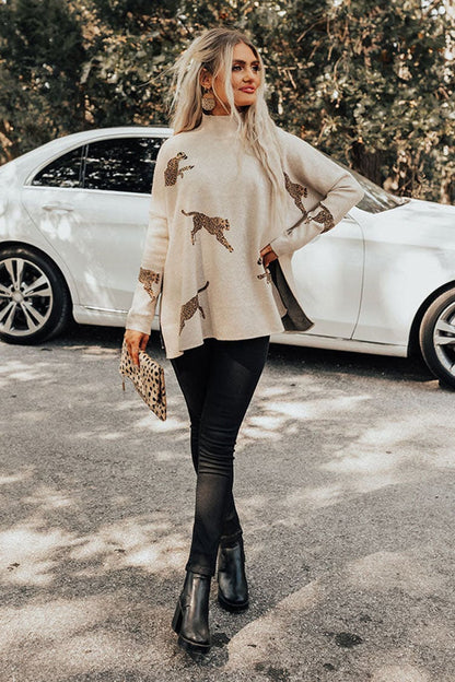 VIDA – BLUZĂ CASUAL VINTAGE CU IMPRIMEU TIGRU ȘI LEOPARD