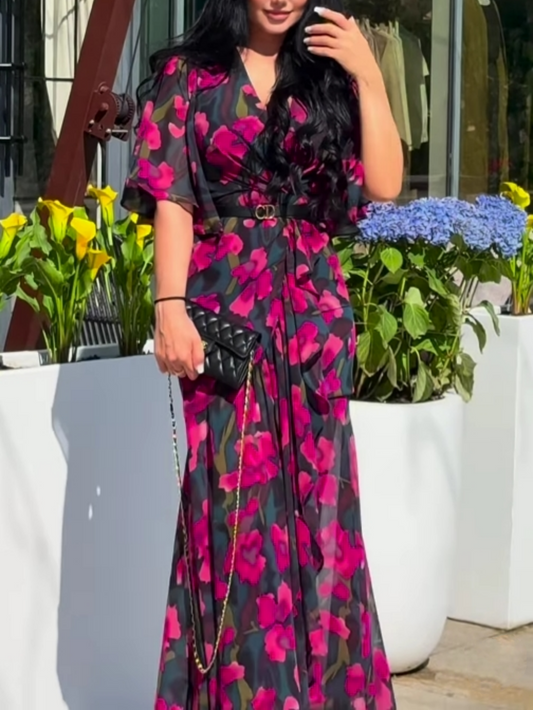 VIVIANA – ROCHIE MAXI ÎNVELIȘ CU ELEGANȚĂ ÎN FLORILE ÎN FLOR