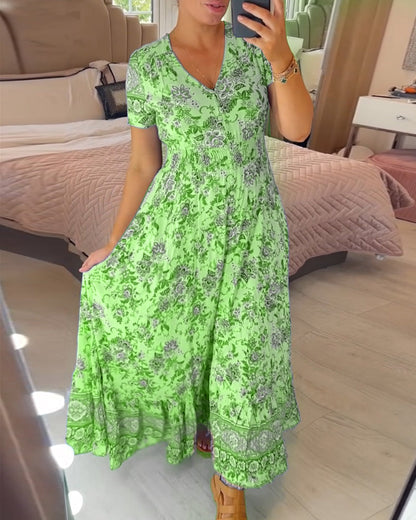 Ophelia | Rochie cu imprimeu floral și decolteu în V