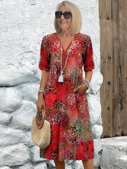 Isabella – Rochie Vibrantă de Lungime Medie