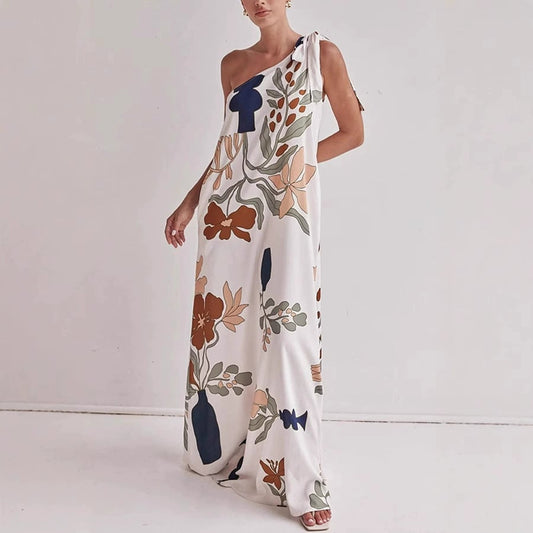 MILLIE – ROCHIE MAXI CU UN UMĂR PRINTATĂ