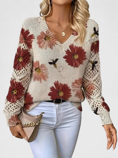 Melania | Pulover elegant cu model floral