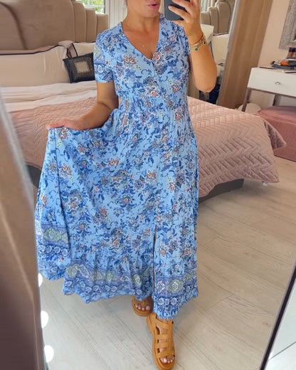 Ophelia | Rochie cu imprimeu floral și decolteu în V