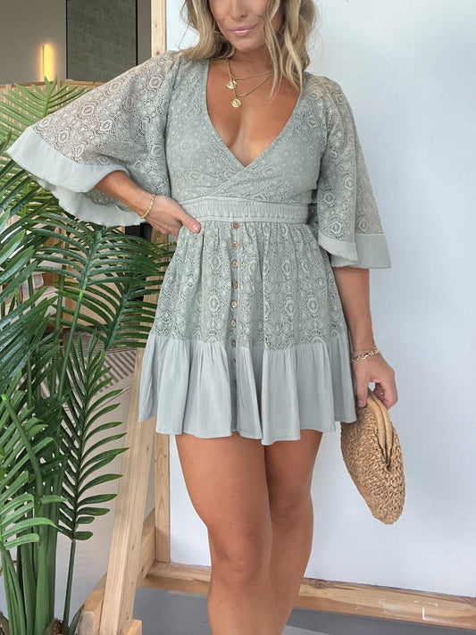 Lili - Rochie Salopetă din Dantelă Croșetată