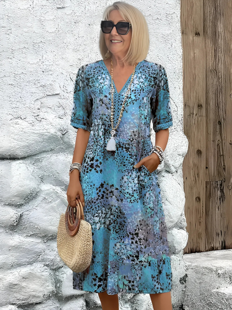 Isabella – Rochie Vibrantă de Lungime Medie