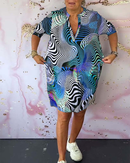 Rochie Midi Femei cu Decolteu în V Multicolor