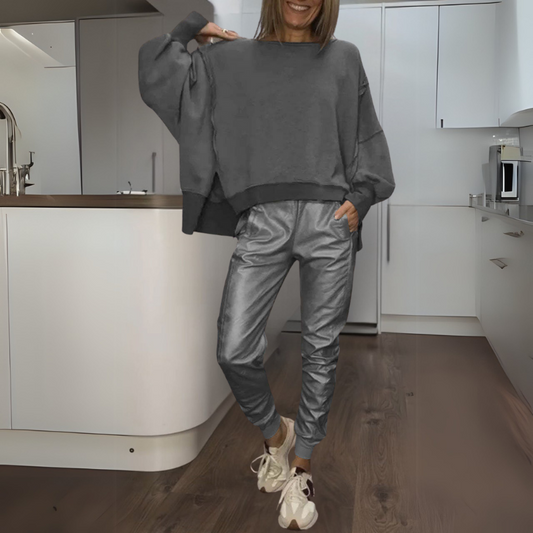 Tomasa - Set Pulover și Jogger din Satin