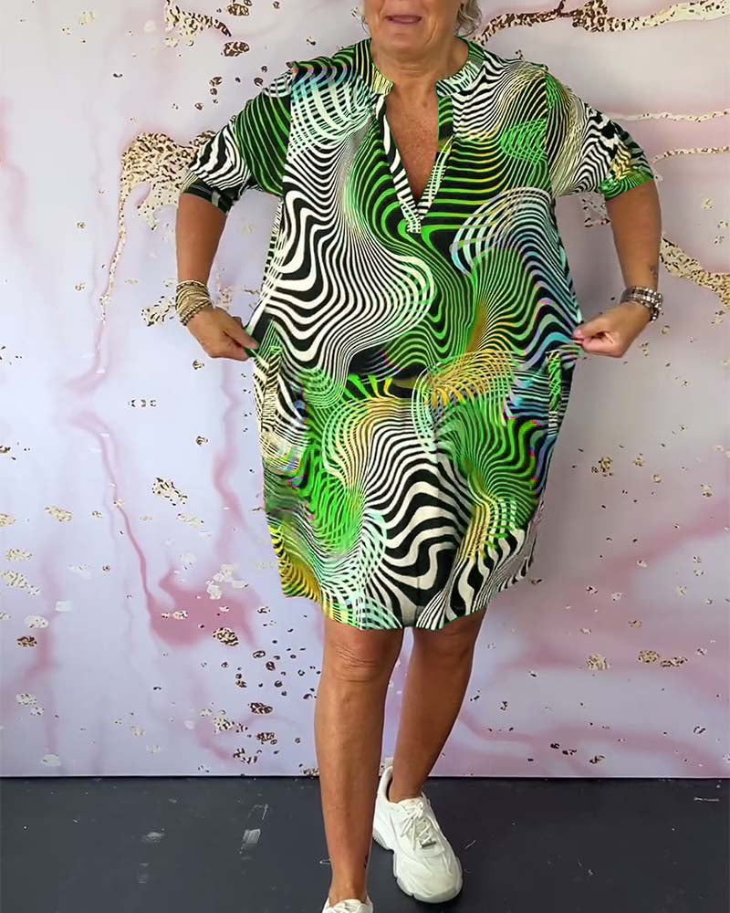 Rochie Midi Femei cu Decolteu în V Multicolor