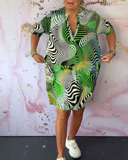 Rochie Midi Femei cu Decolteu în V Multicolor