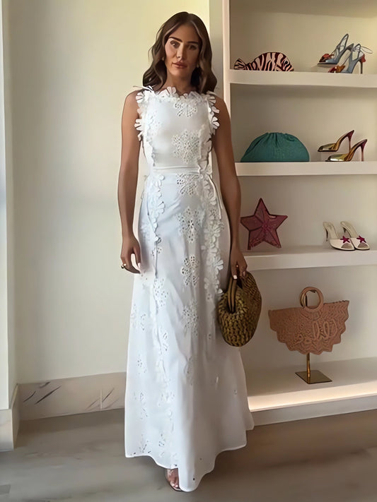 ELENA – ROCHIE MAXI BRODATĂ GARDEN WHISPER