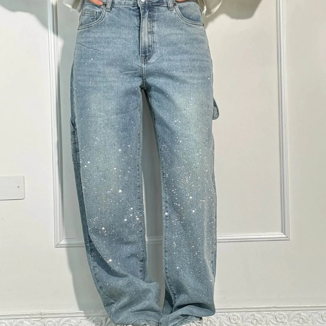 Raphaelle | Pantaloni Cargo Denim Trendy cu Stele