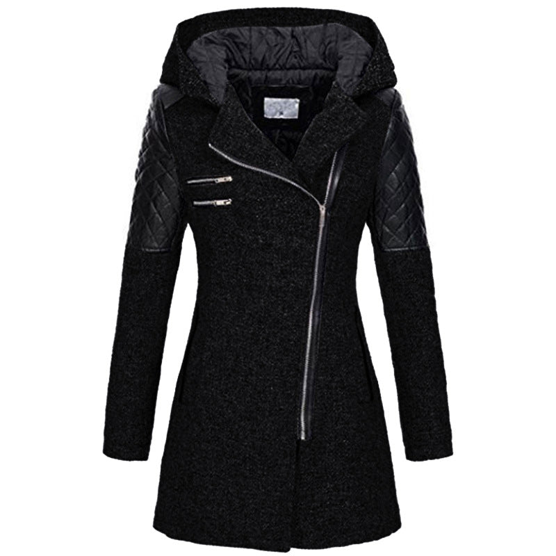 Zoë™ – Geacă de iarnă cu fermoar înclinat, elegantă