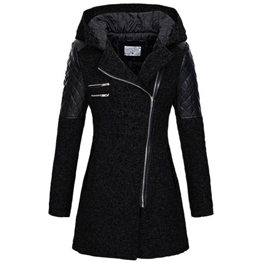 Zoë™ – Geacă de iarnă cu fermoar înclinat, elegantă