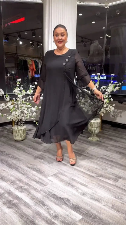 SAMARA – ROCHIE LARGĂ DIN CHIFFON DE CULOARE UNIFORMĂ PENTRU FEMEI