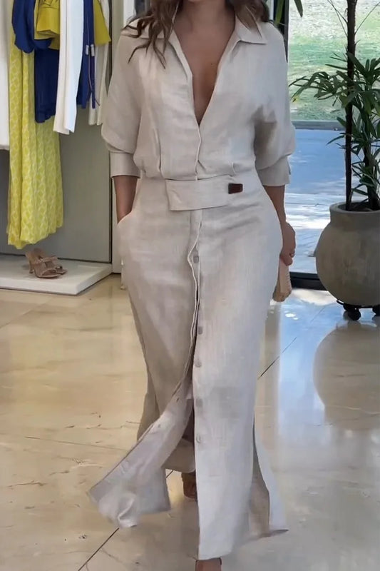 Eulalia | Rochie Maxi din Bumbac și In