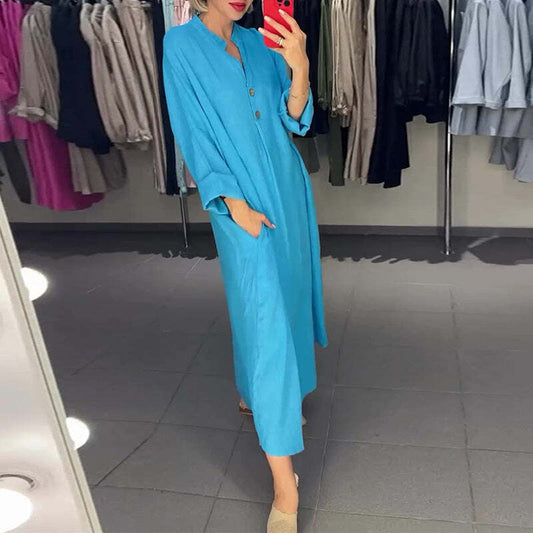 VALENCIA – ROCHIE LUNGĂ DIN CAMEȘĂ PENTRU FEMEI CU BUZUNARE