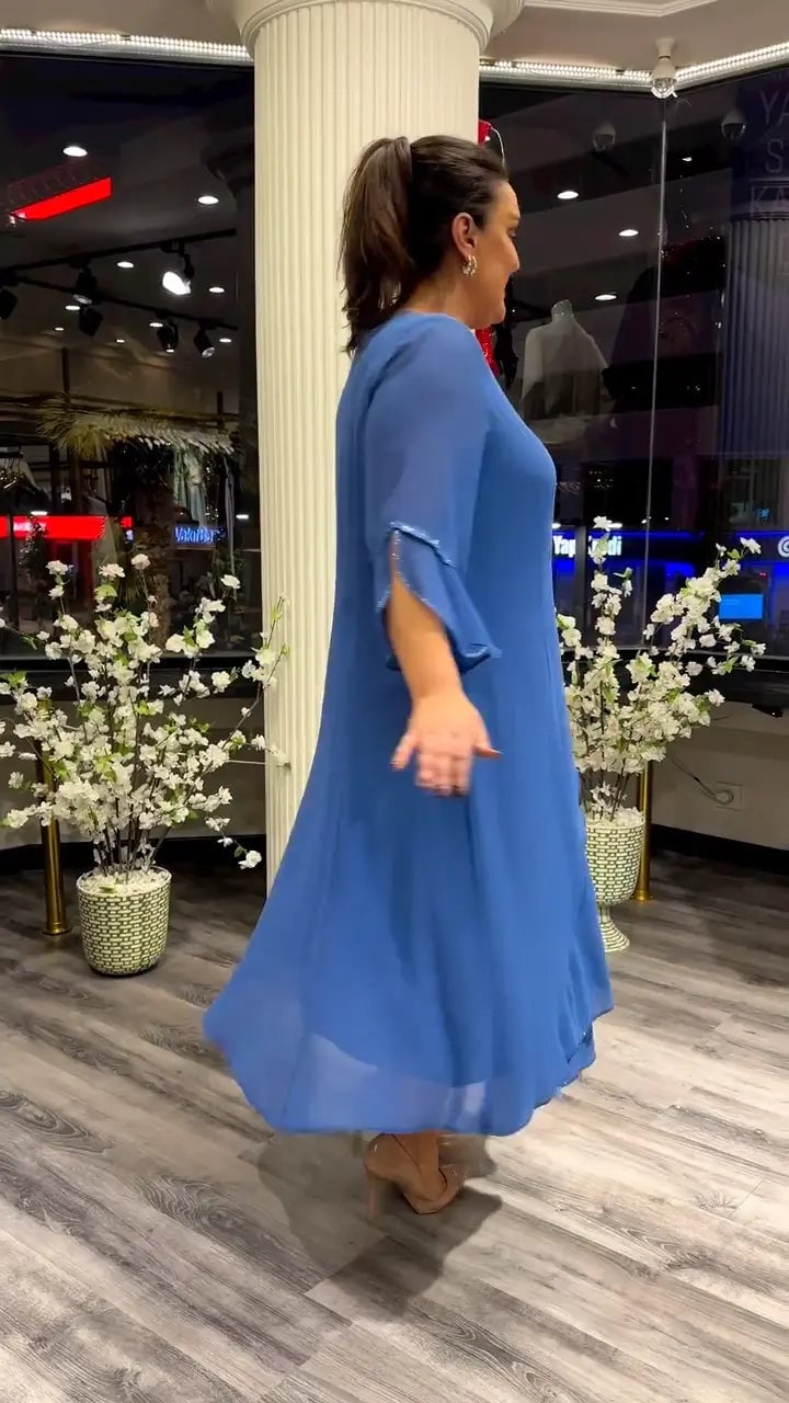 SAMARA – ROCHIE LARGĂ DIN CHIFFON DE CULOARE UNIFORMĂ PENTRU FEMEI