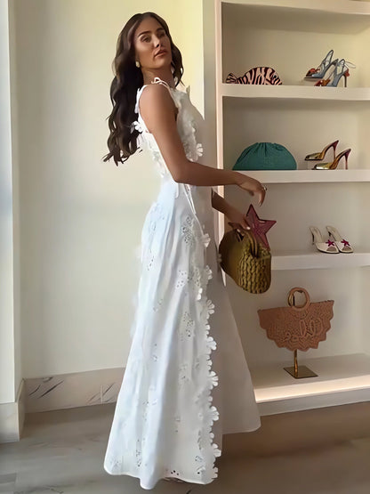 ELENA – ROCHIE MAXI BRODATĂ GARDEN WHISPER