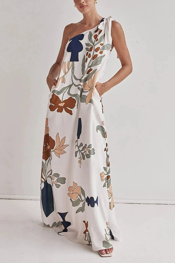 MILLIE – ROCHIE MAXI CU UN UMĂR PRINTATĂ