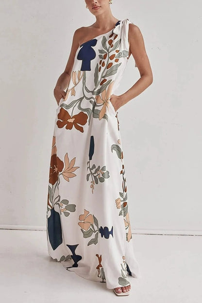 MILLIE – ROCHIE MAXI CU UN UMĂR PRINTATĂ