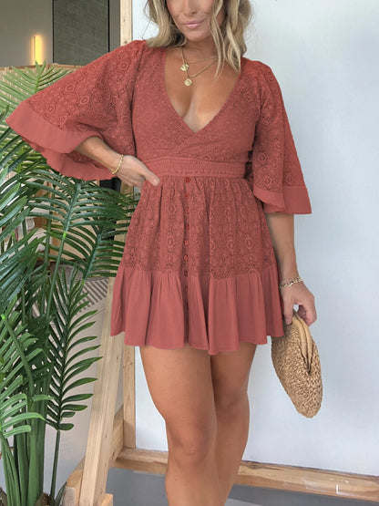 Lili - Rochie Salopetă din Dantelă Croșetată