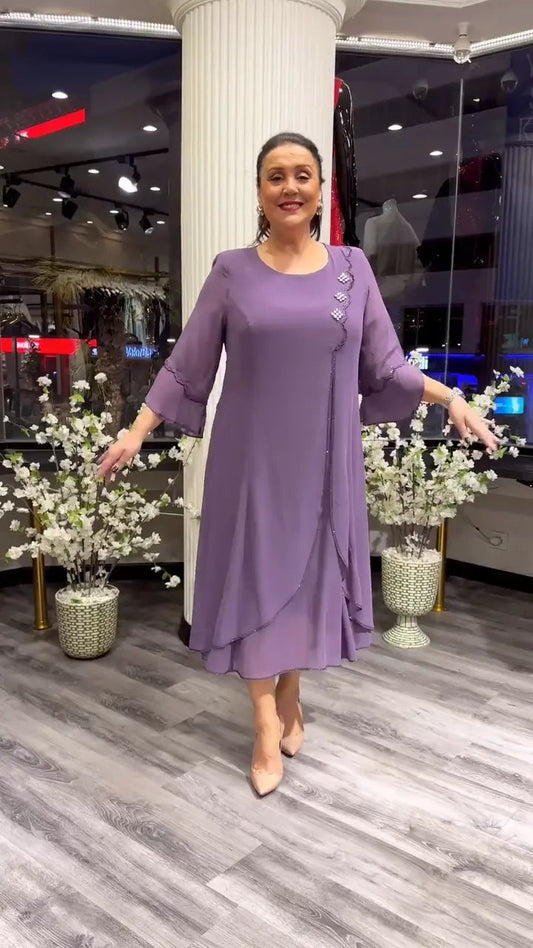 SAMARA – ROCHIE LARGĂ DIN CHIFFON DE CULOARE UNIFORMĂ PENTRU FEMEI