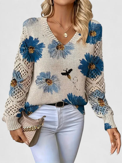 Melania | Pulover elegant cu model floral