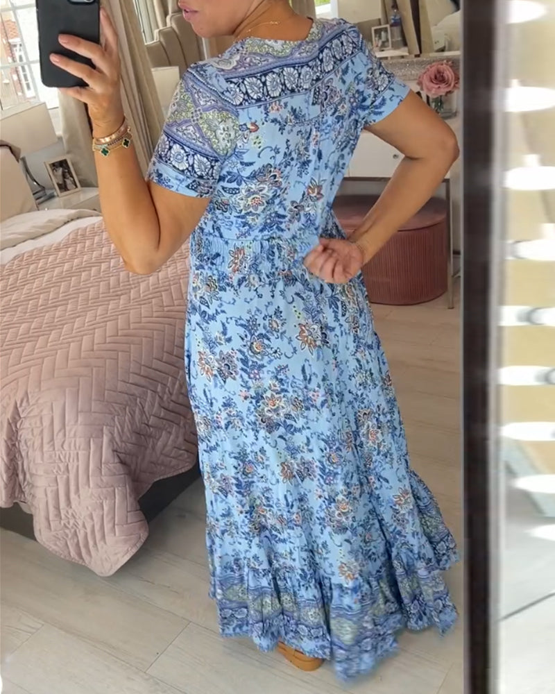 Ophelia | Rochie cu imprimeu floral și decolteu în V