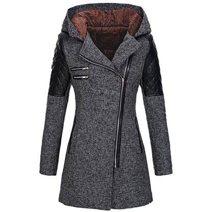 Zoë™ – Geacă de iarnă cu fermoar înclinat, elegantă