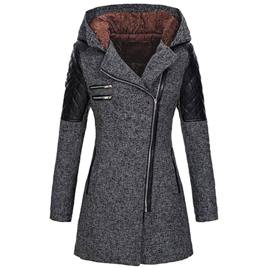 Zoë™ – Geacă de iarnă cu fermoar înclinat, elegantă