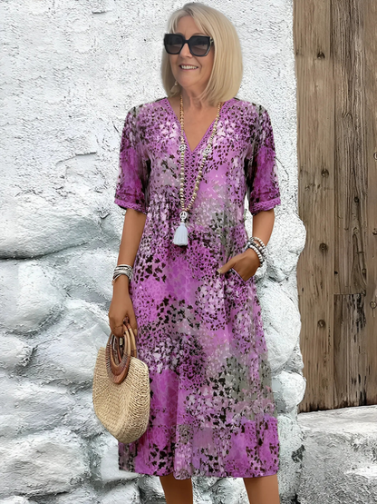 Isabella – Rochie Vibrantă de Lungime Medie