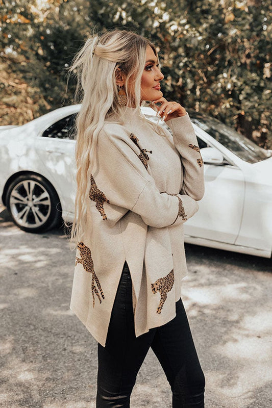 VIDA – BLUZĂ CASUAL VINTAGE CU IMPRIMEU TIGRU ȘI LEOPARD