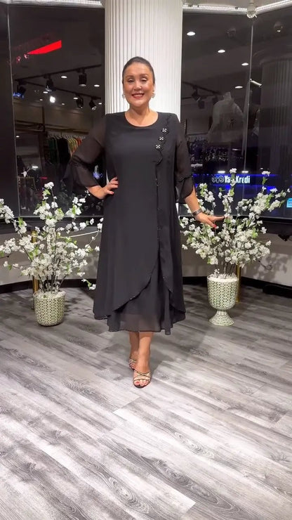 SAMARA – ROCHIE LARGĂ DIN CHIFFON DE CULOARE UNIFORMĂ PENTRU FEMEI