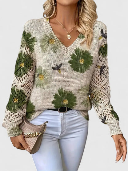 Melania | Pulover elegant cu model floral