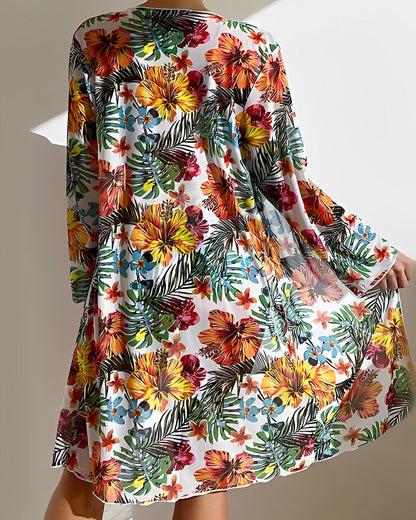 ALANI – SET DE BIKINI CU PRINT TROPICAL ȘI CAPA