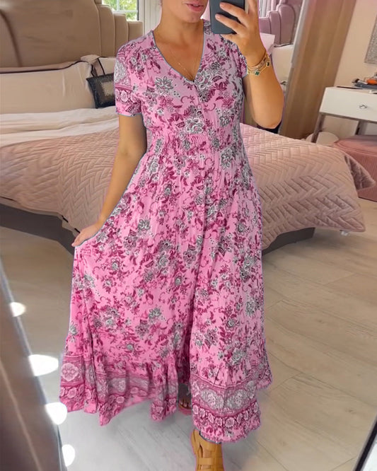 Ophelia | Rochie cu imprimeu floral și decolteu în V