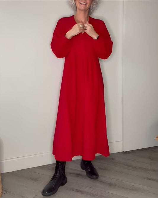 AMANDA – ROCHIE MAXI ELEGANTĂ CU MÂNECI LUNGI ȘI DECOLTEU ÎN V
