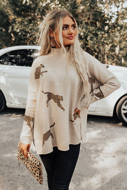 VIDA – BLUZĂ CASUAL VINTAGE CU IMPRIMEU TIGRU ȘI LEOPARD