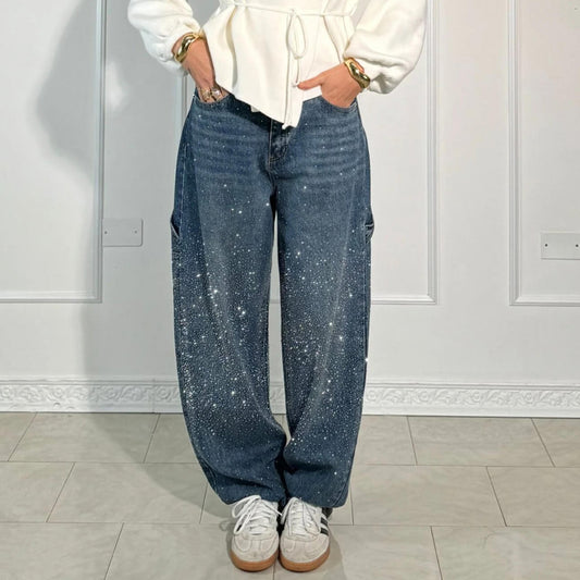 Raphaelle | Pantaloni Cargo Denim Trendy cu Stele