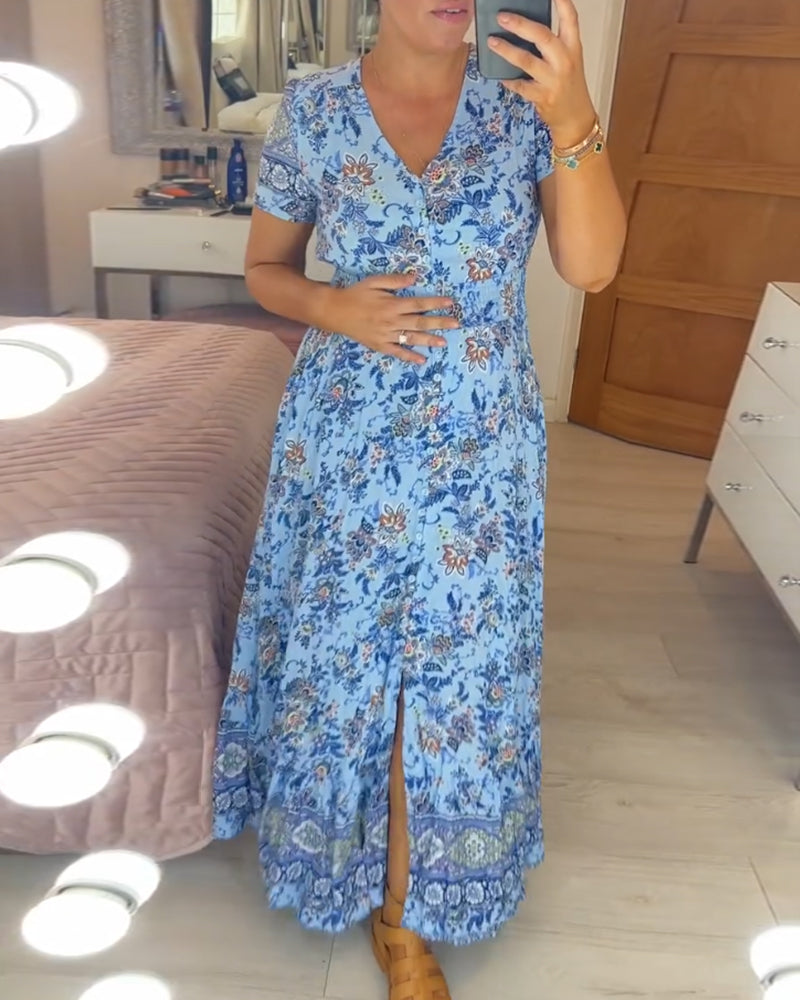 Ophelia | Rochie cu imprimeu floral și decolteu în V