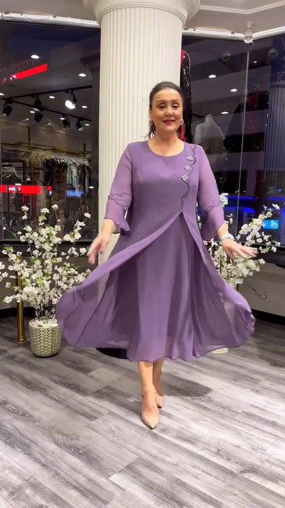 SAMARA – ROCHIE LARGĂ DIN CHIFFON DE CULOARE UNIFORMĂ PENTRU FEMEI