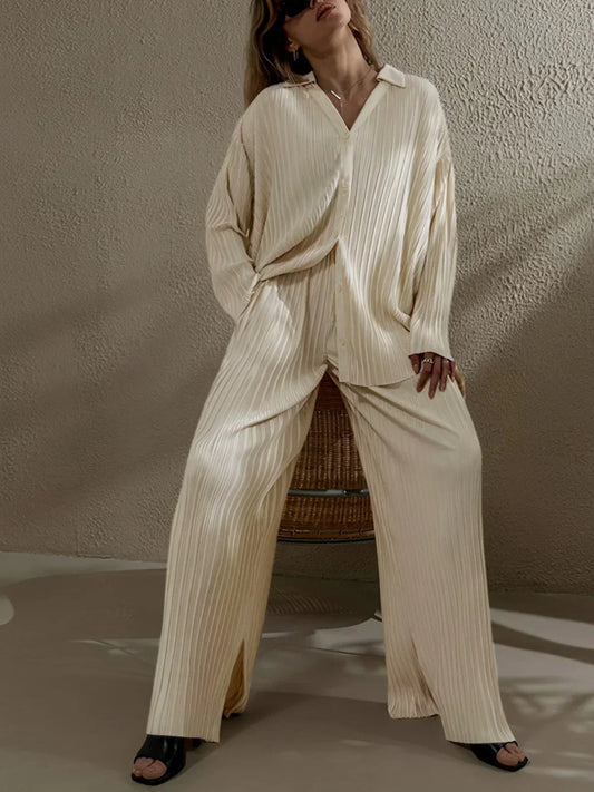 Set de Pantaloni în Două Piese cu Buzunare Plisate, Oversized