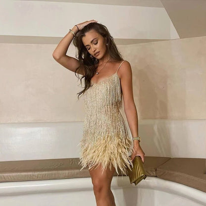 ALEXIS – ROCHIE DE PETRECERE MODERNĂ CU PENE PENTRU IEȘIREA NOAPTEI