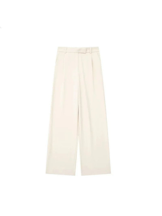 Pantaloni Casual Eleganți, Croi Relaxat, Talie Înaltă cu Croi Drept